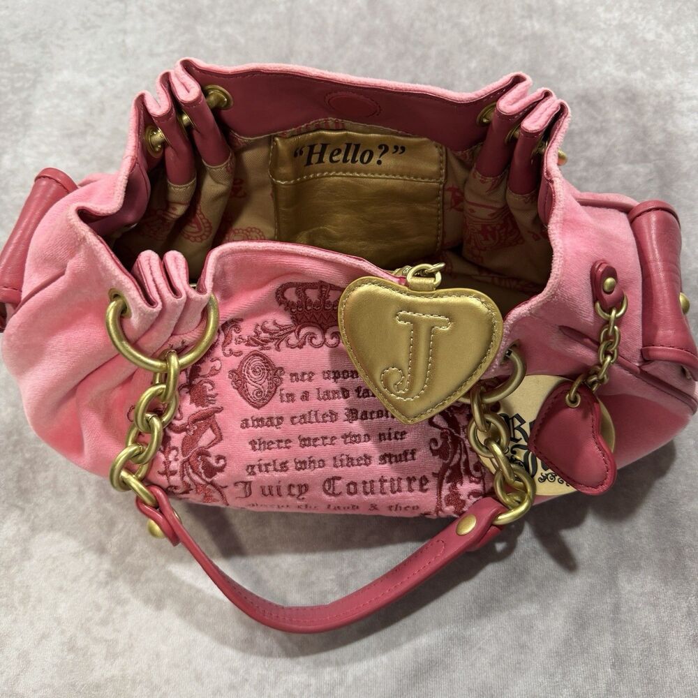 Vintage Y2K Juicy Couture Velour "Once Upon a Time" Purse Bag Pink Fairy NWOT - Picture 10 of 16